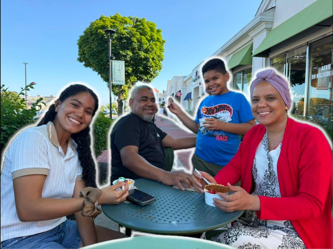Elizabeth y su familia en Boston, durante el tratamiento